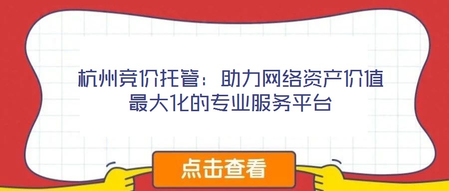 杭州競(jìng)價(jià)托管：助力網(wǎng)絡(luò)資產(chǎn)價(jià)值最大化的專業(yè)服務(wù)平臺(tái)