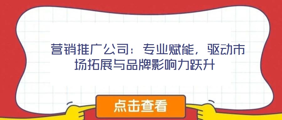  營銷推廣公司：專業(yè)賦能，驅(qū)動市場拓展與品牌影響力躍升