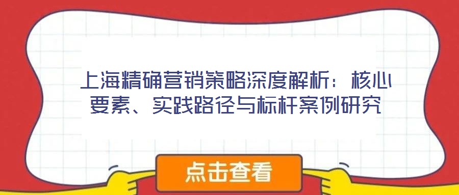 上海精確營(yíng)銷(xiāo)策略深度解析：核心要素、實(shí)踐路徑與標(biāo)桿案例研究