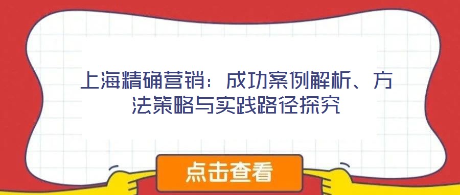 上海精確營銷：成功案例解析、方法策略與實踐路徑探究