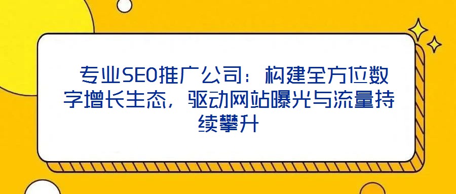  專業(yè)SEO推廣公司：構(gòu)建全方位數(shù)字增長生態(tài)，驅(qū)動網(wǎng)站曝光與流量持續(xù)攀升