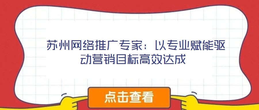  蘇州網(wǎng)絡推廣專家：以專業(yè)賦能驅動營銷目標高效達成