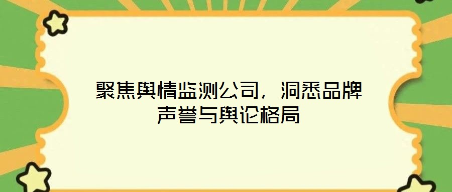 聚焦輿情監(jiān)測公司，洞悉品牌聲譽(yù)與輿論格局