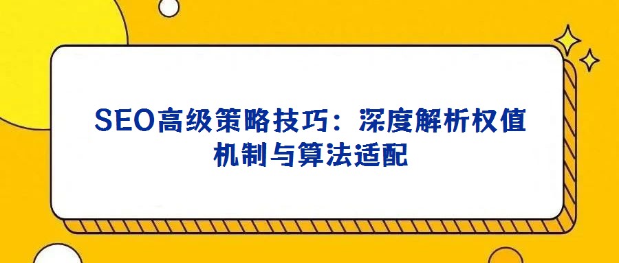 SEO高級策略技巧：深度解析權(quán)值機(jī)制與算法適配